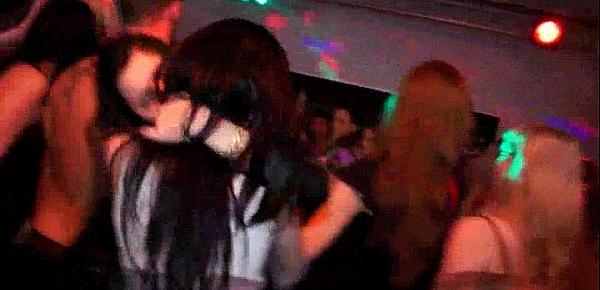  Hot brunettes dancing at party